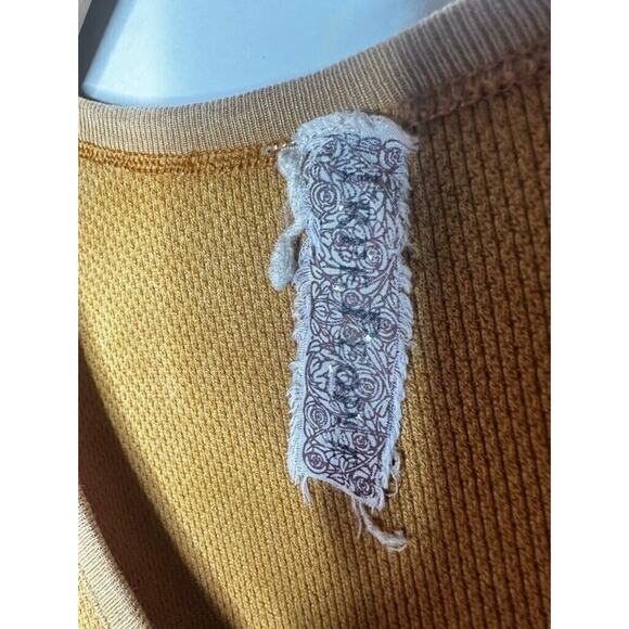 Y2K Free People Mustard Yellow Synergy Thermal Crochet Cuff Lace Knit XS - Picture 9 of 13